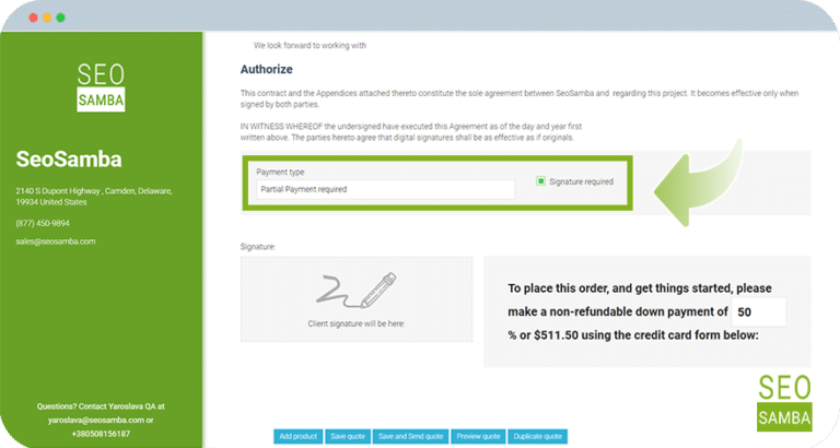 Payment and digital signature