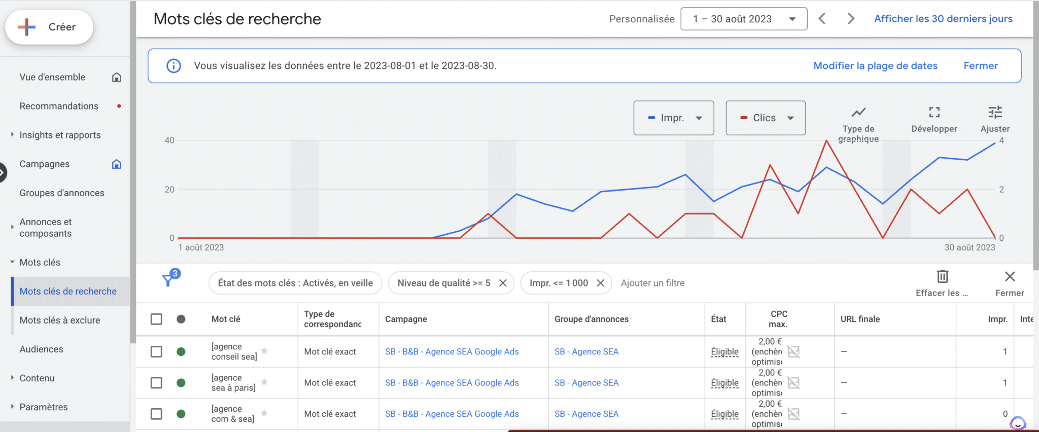 Suivi campagnes ADS Google SKAG