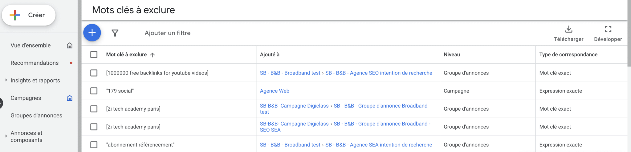 Exclusions des termes de recherches Google Ads Skag BY SearchBooster